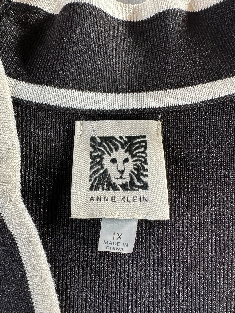 Anne Klein Black Cardigan with White Trim 1X - Picture 2 of 13